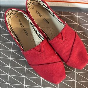 TOMS Vibrant Red Canvas Slip-Ons